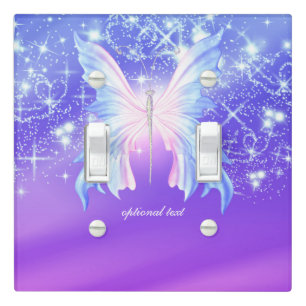 Fantasy Butterfly Pink & Purple Sparkle Light Switch Cover