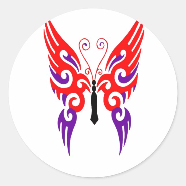 fantasy butterfly tattoo classic round sticker (Front)