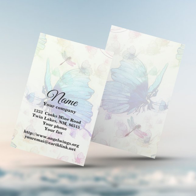 Fantasy Butterfly with Dragonflies Business Card (Creator Uploaded)