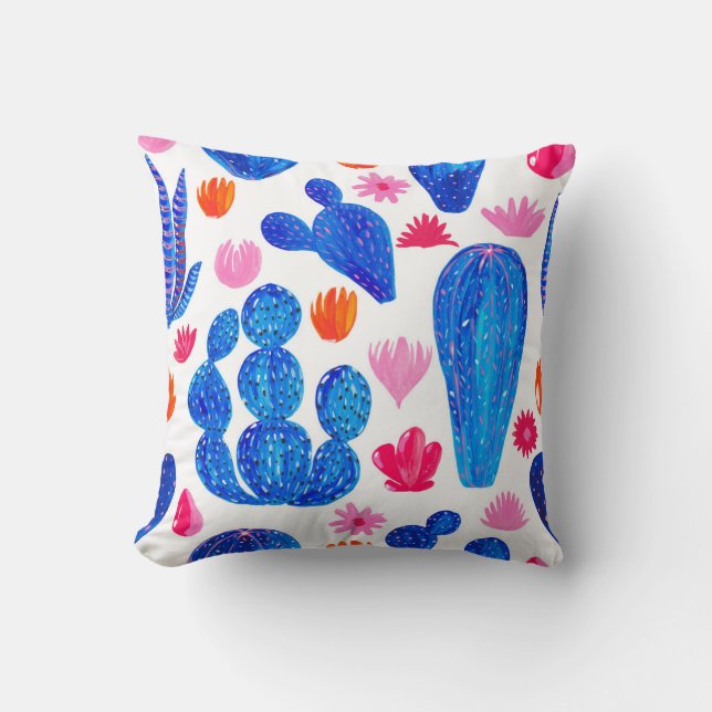 Fantasy Cacti: Decorative Seamless Pattern. Throw Pillow (Front)