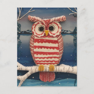 Fantasy Candycane Owl Postcard