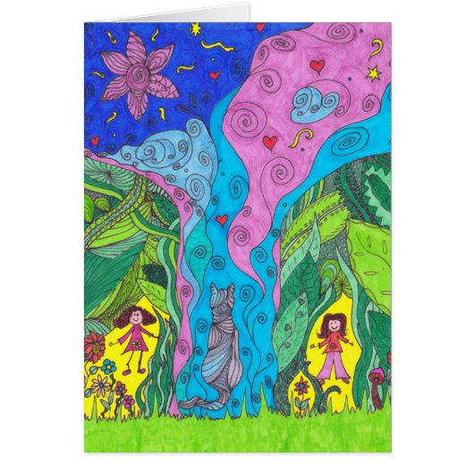 Fantasy card - cat and people (Front)