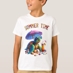 Fantasy cartoon of a turtle relaxing on the beach  T-Shirt