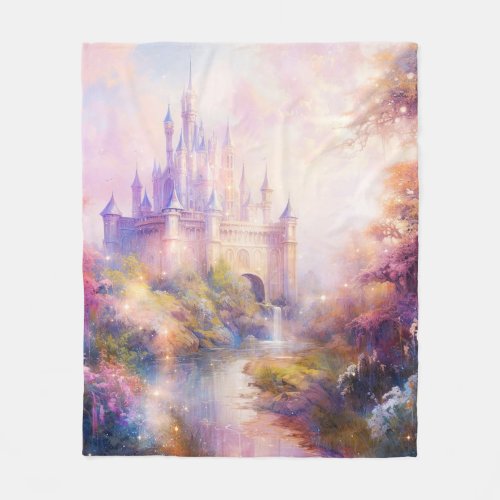 Fantasy Castle and Autumn Fall Scenery Fleece Blanket