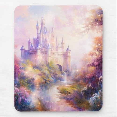 Fantasy Castle and Autumn Fall Scenery Mouse Pad