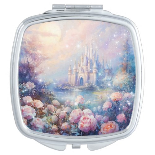Fantasy Castle and Roses Compact Mirror