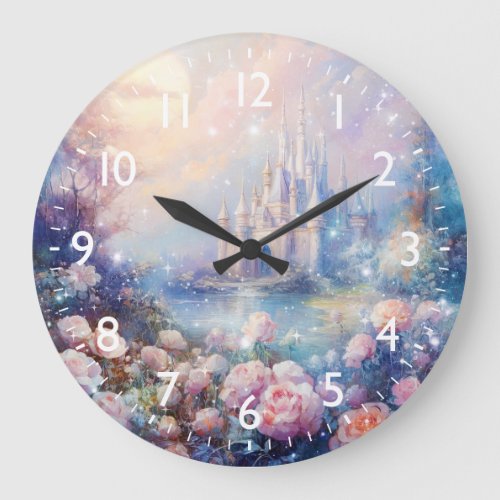 Fantasy Castle and Roses Large Clock
