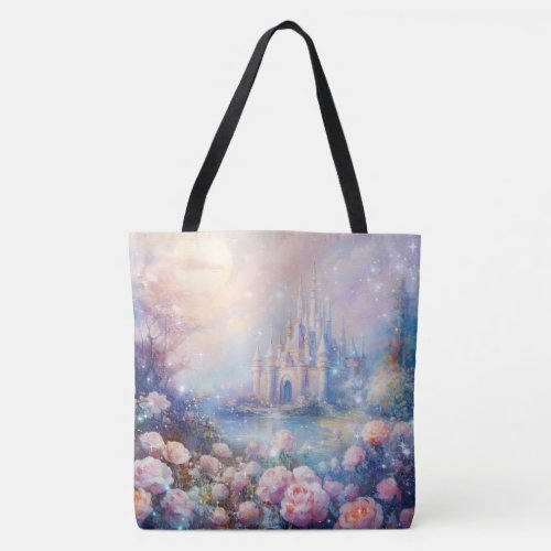 Fantasy Castle and Roses Tote Bag