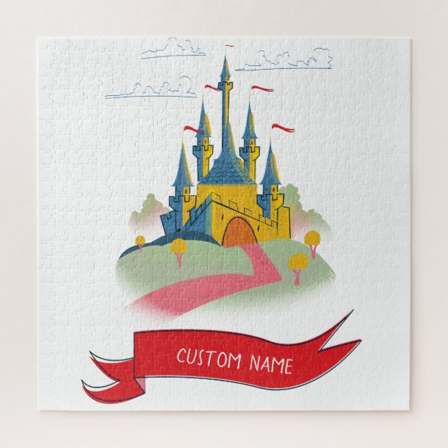 Fantasy Castle Custom Text Jigsaw Puzzle (Vertical)