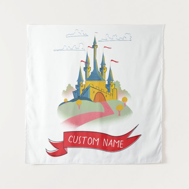Fantasy Castle Custom Text Tapestry (Front)