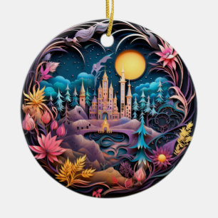 Fantasy Castle Decor, Quilled Ceramic Ornament