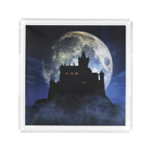Fantasy castle during night acrylic tray