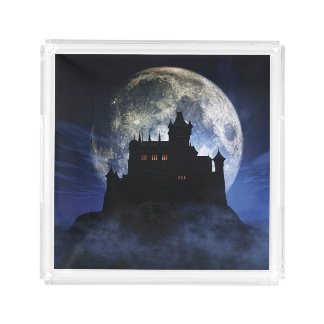 Fantasy castle during night acrylic tray (Front)