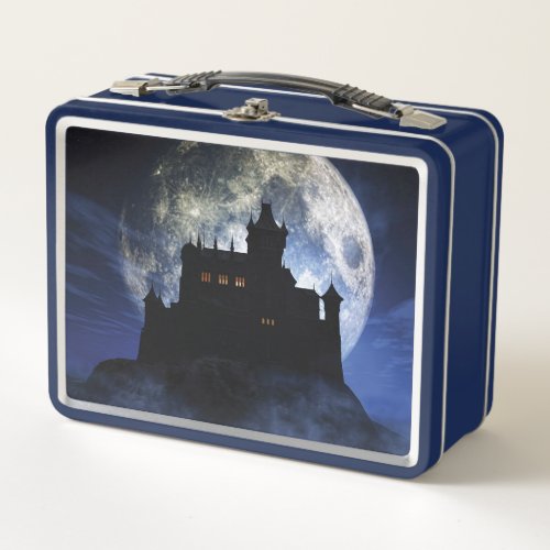 Fantasy castle during night metal lunch box