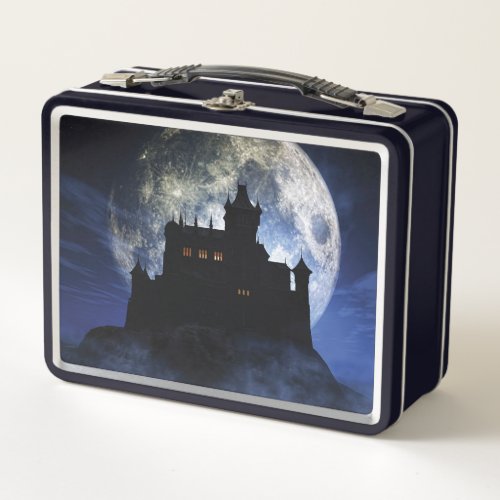 Fantasy castle during night metal lunch box