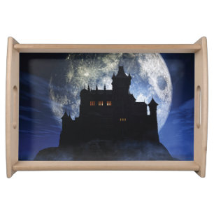 Fantasy castle during night serving tray