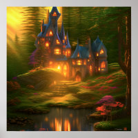 Fantasy Castle Enchanted Fortress Art Poster