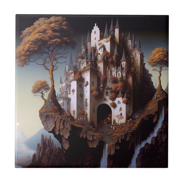 Fantasy Castle Fantasy Art Ceramic Tile (Front)
