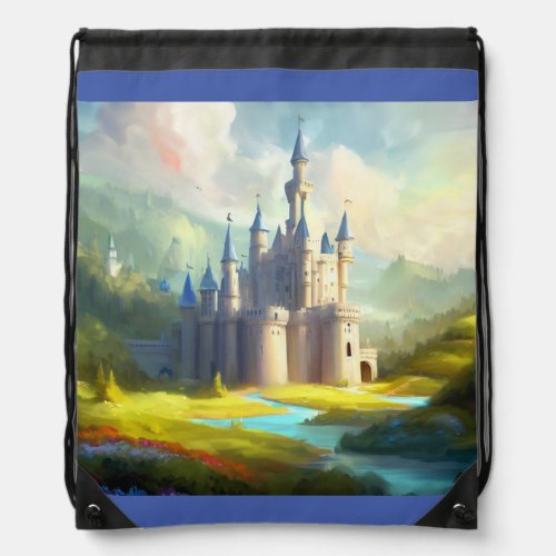 Fantasy Castle Happy Landscape 3 Drawstring Bag