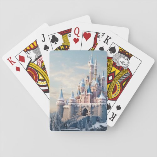Fantasy castle in the mountains  poker cards
