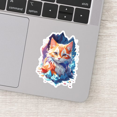 Fantasy Cat Fire and Ice Art Sticker
