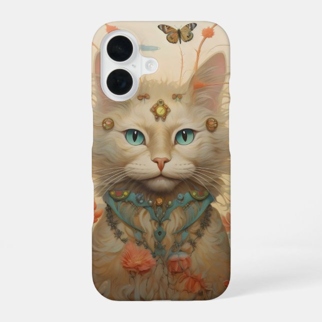Fantasy Cat Flowers Iphone Case (Back)