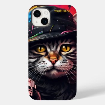 Fantasy Cat Gangster Gun Case-mate Iphone 14 Plus Case by HumusInPita at Zazzle