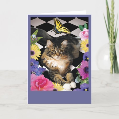 Fantasy Cat Garden greeting or note card