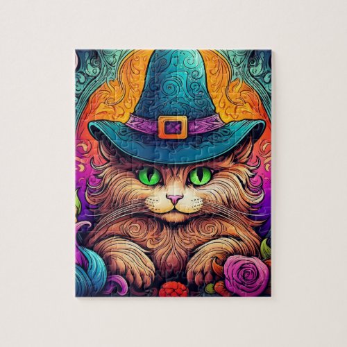 Fantasy Cat Witch Jigsaw Puzzle