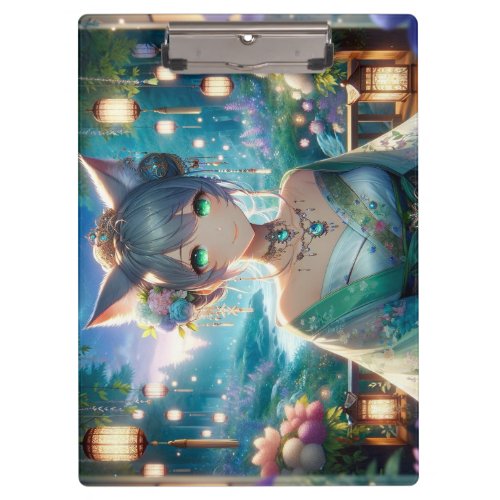 Fantasy Catgirl Lantern Forest Dance Clipboard