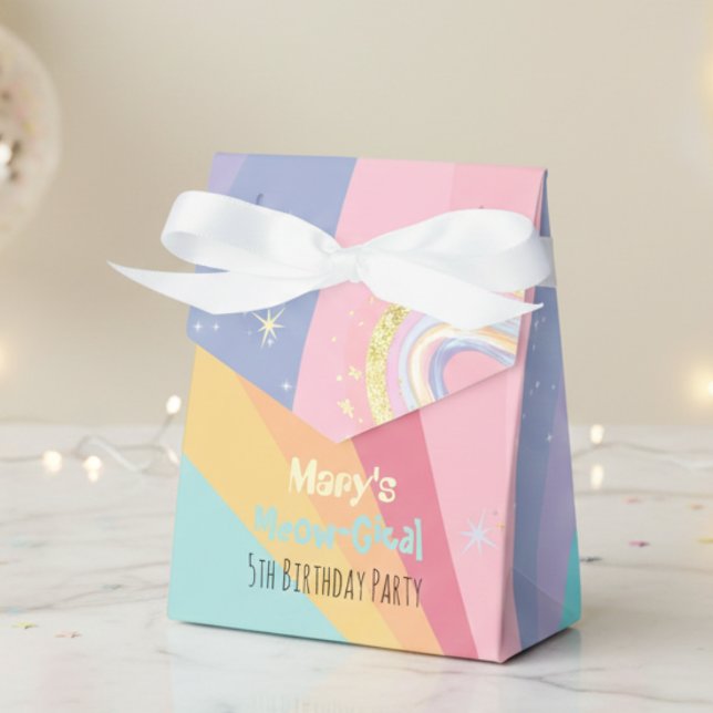 Fantasy Caticorn Meow-Gical rainbow Birthday  Favor Boxes (Creator Uploaded)