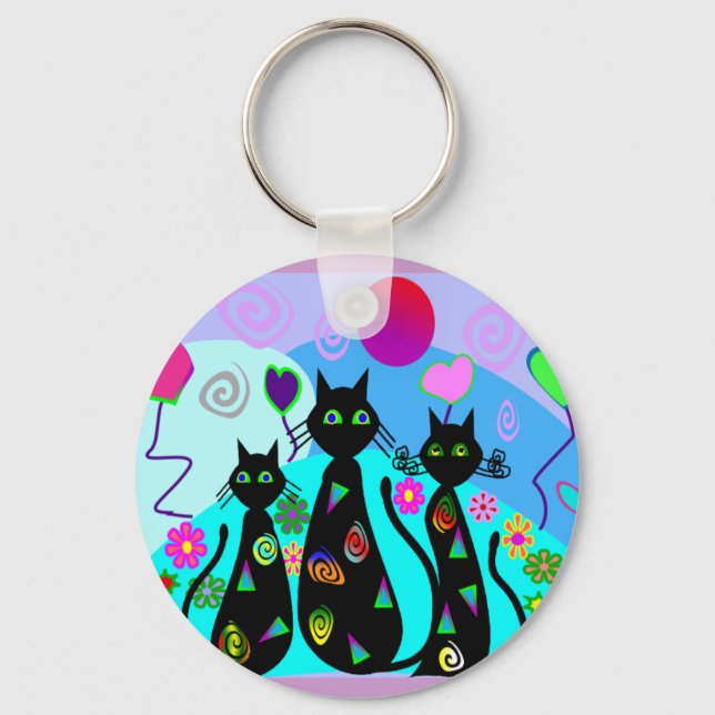 "Fantasy Cats of Summer" Keychain (Front)