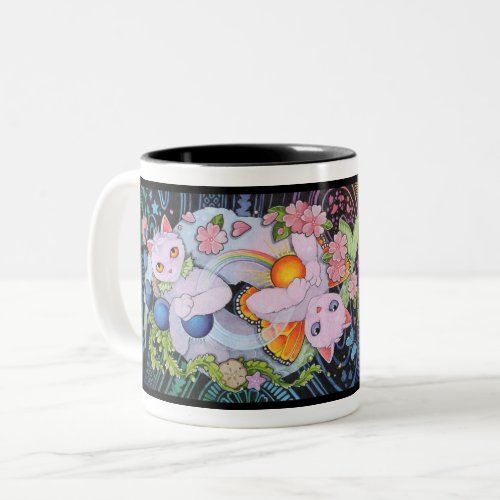 Fantasy Cats Oracle Bliss and Kittens Two_Tone Coffee Mug