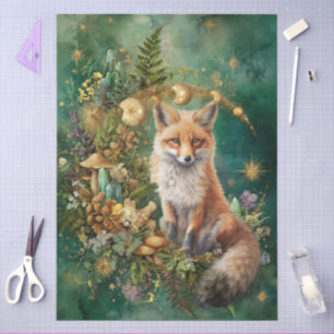 Fantasy Celestial Fox Art Collage Decoupage Tissue Paper