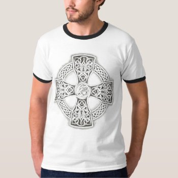 Fantasy Celtic Cross Irish Blk/wht T-shirt by TheInspiredEdge at Zazzle