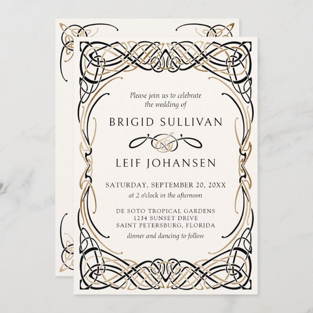 Fantasy Celtic Medieval Wedding Invitation (Front/Back)