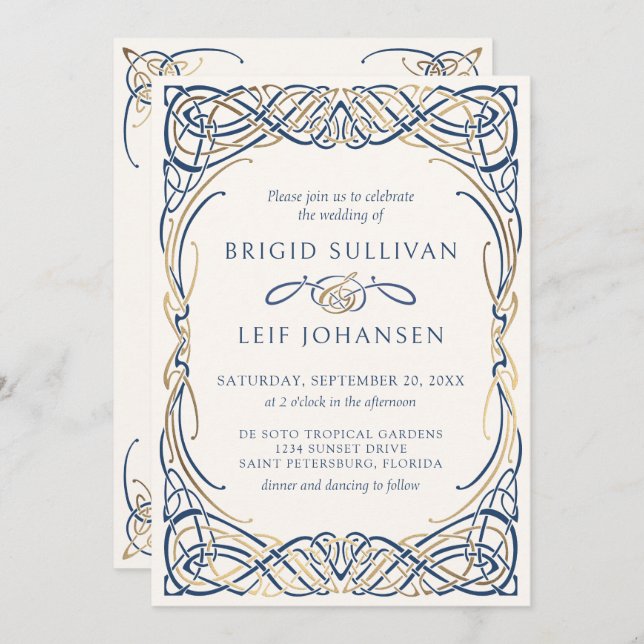 Fantasy Celtic Medieval Wedding Invitation (Front/Back)