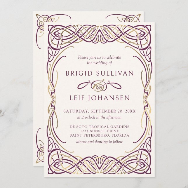 Fantasy Celtic Medieval Wedding Invitation (Front/Back)