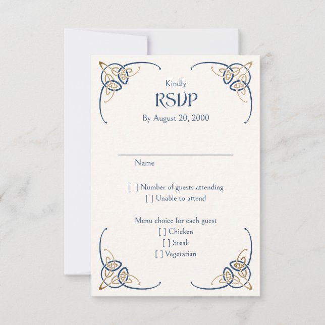 Fantasy Celtic Medieval Wedding RSVP Card (Front)