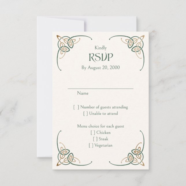 Fantasy Celtic Medieval Wedding RSVP Card (Front)