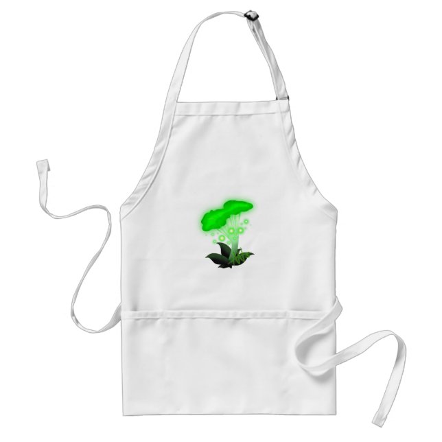Fantasy Chanterelle Glowing Green Mushroom Adult Apron (Front)
