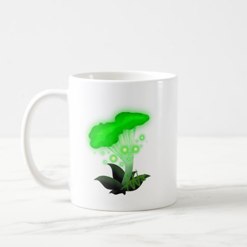 Fantasy Chanterelle Glowing Green Mushroom Coffee Mug