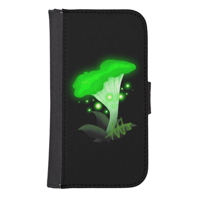Fantasy Chanterelle Glowing Green Mushroom Samsung Galaxy Wallet Case (Front)