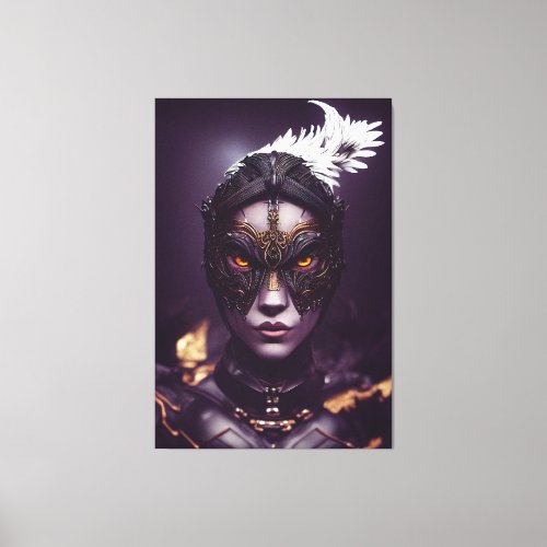 Fantasy Character Girl Hawk In Mask Canvas Print