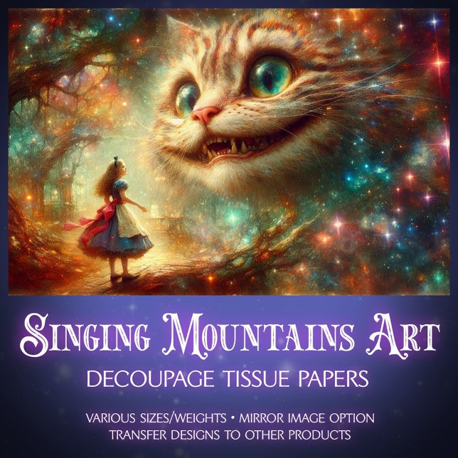 Fantasy Cheshire Cat Smiles In The Trees Decoupage Tissue Paper (Creator Uploaded)