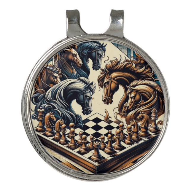 Fantasy Chess Knight Art Golf Hat Clip (Front)