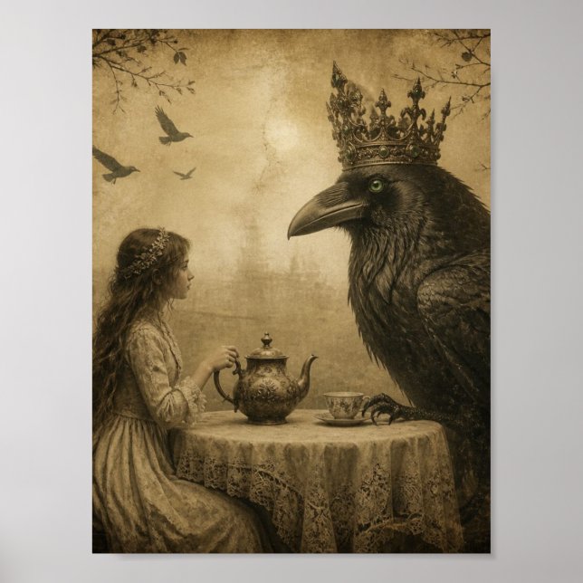 Fantasy Child and a Royal Raven Tea Party  Poster (Front)