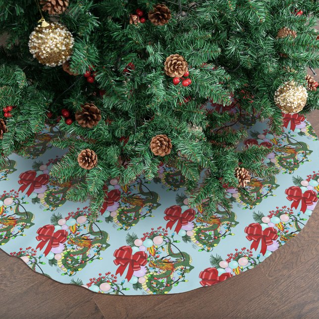 Fantasy Chinese Dragon Christmas Wreath Fantasy Brushed Polyester Tree Skirt (Creator Uploaded)