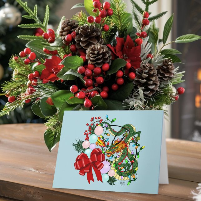Fantasy Chinese Dragon Christmas Wreath Fantasy Card (Creator Uploaded)