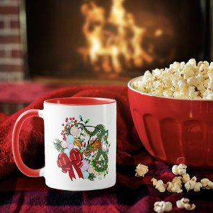 Fantasy Chinese Dragon Christmas Wreath Fantasy Mug